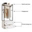 Contemporary Open Wardrobe Closet with 4 Drawers & Hanging Rods – 2-Piece Modular Bedroom Storage Organizer