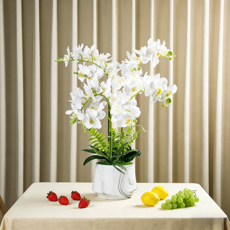 Arrangement floral artificiel, Blanc, 24 po x 18,89 po