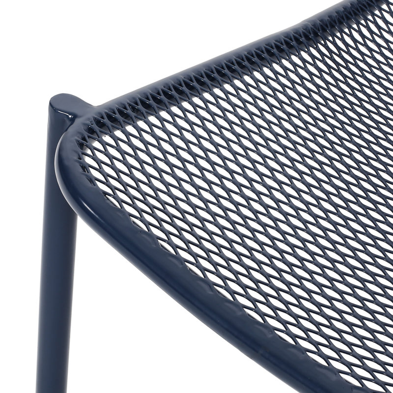 Stackable Chairs Pair , Matte Navy Blue Iron Proficiency, Handcrafted Details Installed, 26" X 22.68" 26", Seat 18" 19.5" 12.5 Collection, Workmanship, Deployed,