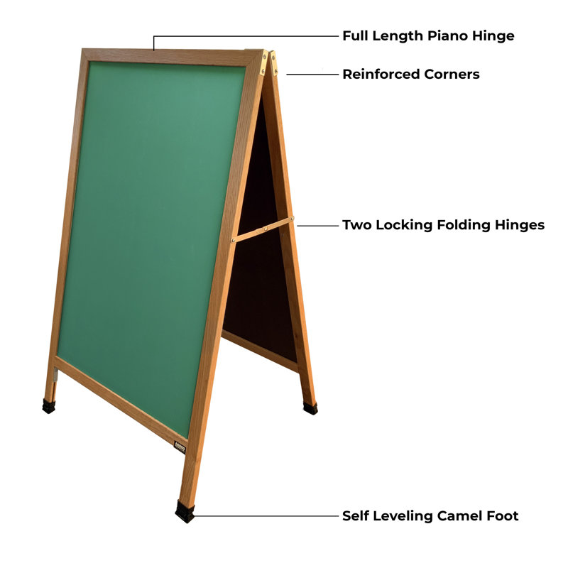 Tableau noir en position libre A-Frame Sidewalk, Vernis transparent, H 3 pi 6 po x l 2 pi