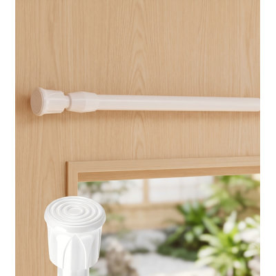 2-Pack White Small Tension Rods, 12-20 Inches Adjustable Spring for Cupboard, Closet, Kitchen Drawers, No Drill