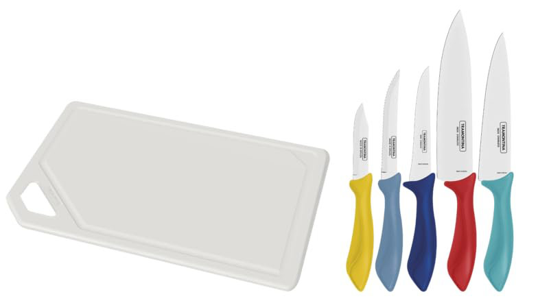 Tramontina 6 Pc Knife/Cutting Board Set - Assorted Colors - Affilata