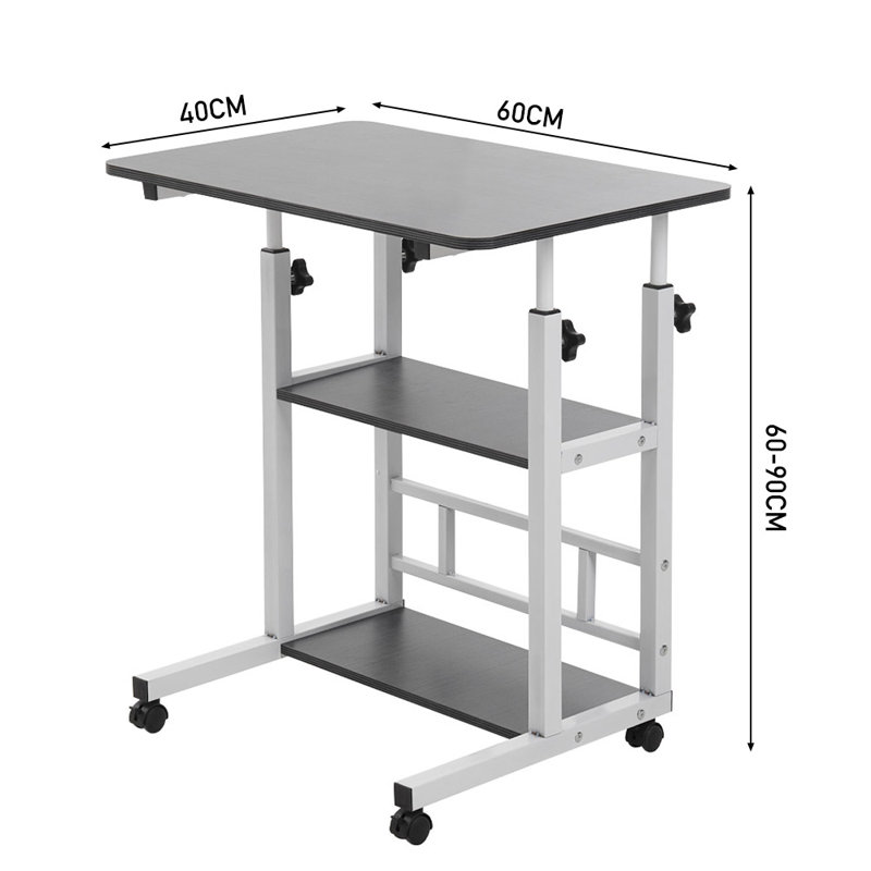 Height Adjustable Mobile Overbed Table with Wheels