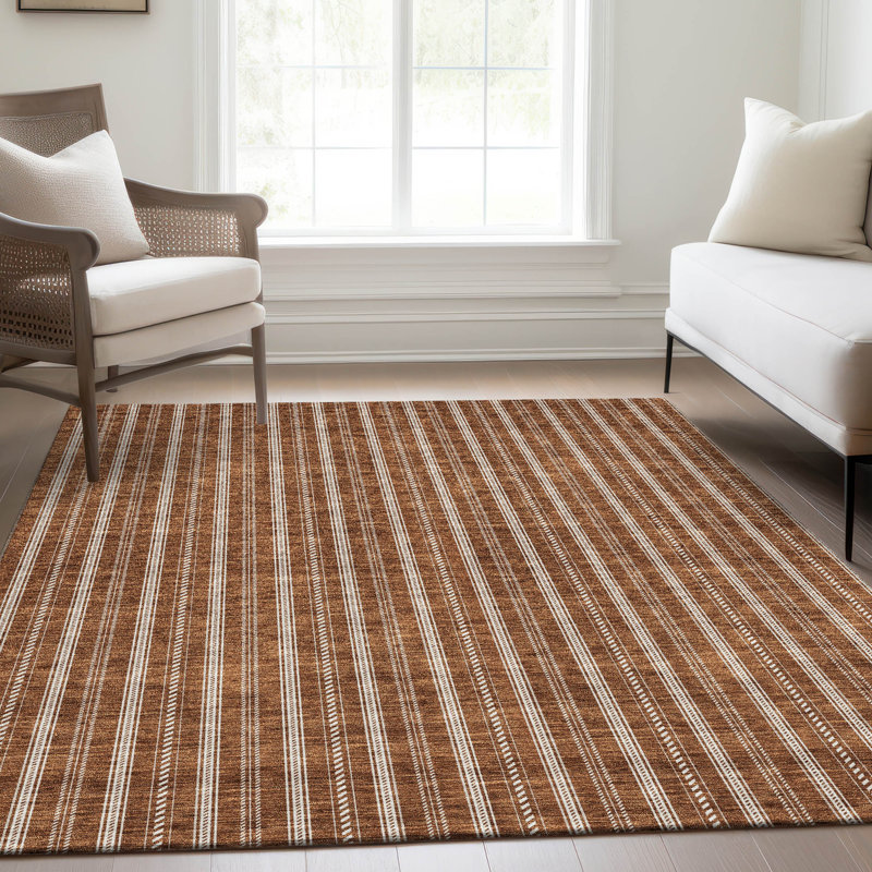 Premium Machine Washable Prisco Terracotta Rug, Rectangle 10' x 14'