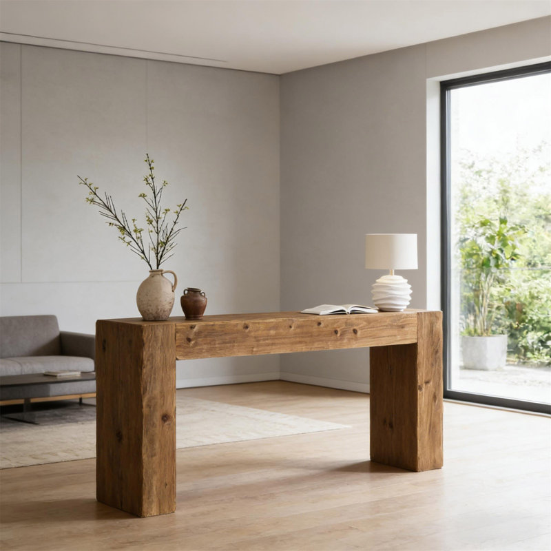 Table de bout polyvalente, console compacte, table basse en bois, Marron foncé