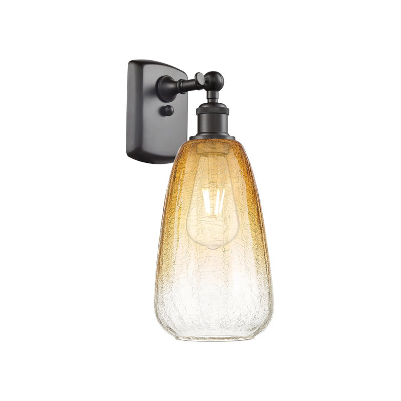 Amande Brookhaven - 1 lumière - abat-jour amande Brookhaven - applique, Transparent Jaune / bronze huilé
