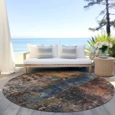 Machine Washable Indoor/Outdoor Cicel ACN1204 Blue Rug