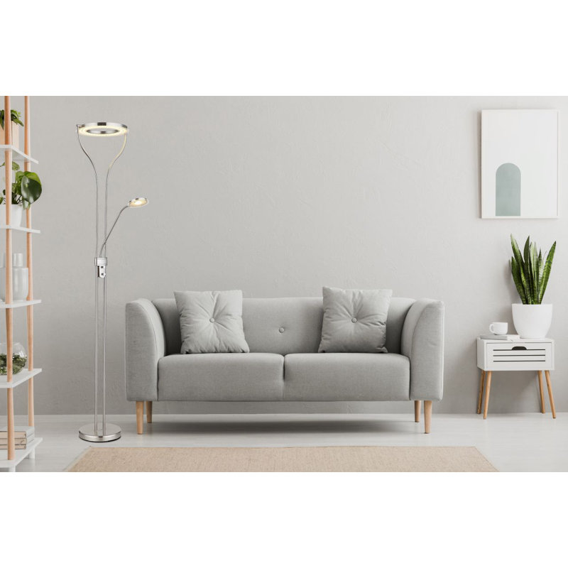 194 Cm Ebro Floor Lamp, Matte Brushed Nickel