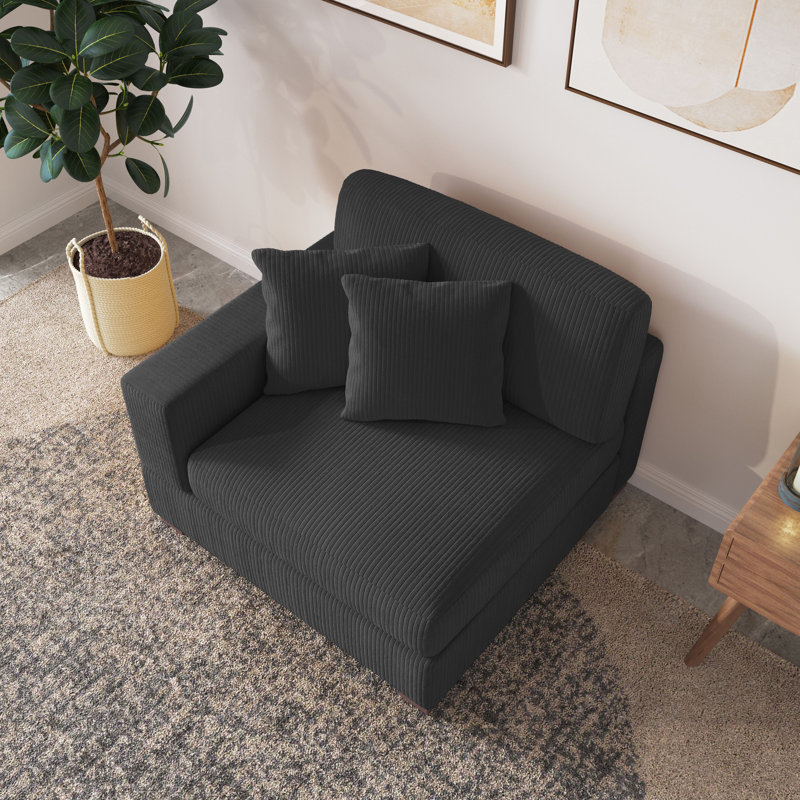 Upholstered Armchair, Grey Corduroy