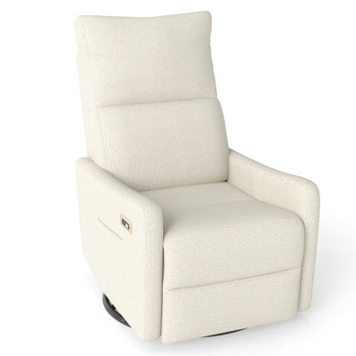 Power Swivel Recliner Chair, 270° Swivel Rocker Chair for Adults, Small Rocking Recliner for Small Spaces, Upholstered Fabric Glider Recliner Nursery,