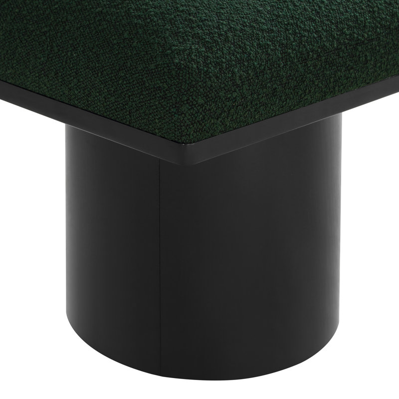 Banc rembourré Husnan, H 17,5 po x l 36 po x P 15,5 po, Noir, Tissu bouclé vert