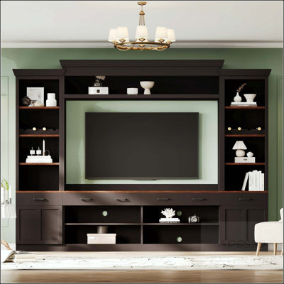 108.2'' Farmhouse 4-Piece Entertainment Center with Wine Racks