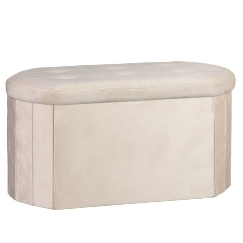 110cm Wide Velvet Oval Footstool Ottoman, Cream