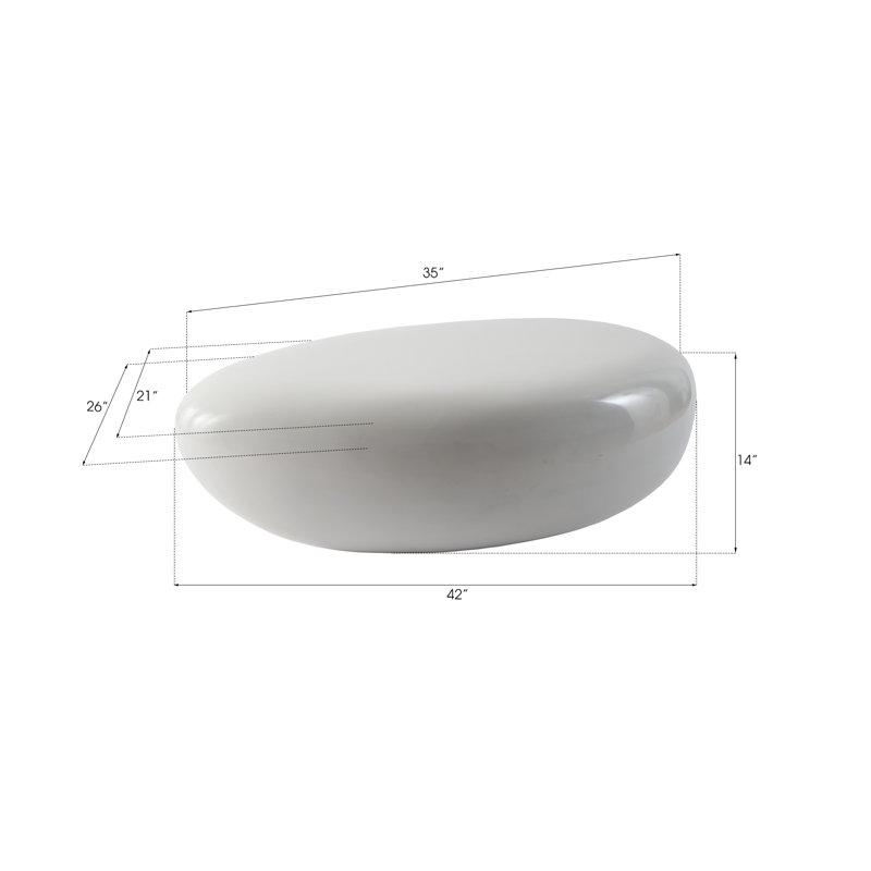 White Oval Contemporary Outdoor Wooden Coffee Table