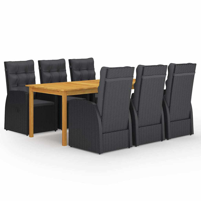 6 - Person Acacia Solid Wood Patio Dining Set Rectangular Table