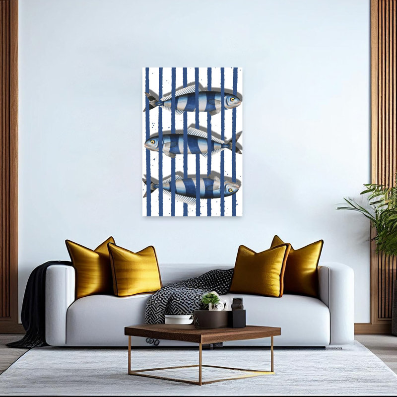 "Blue Striped Fish", 60" H x 40" W