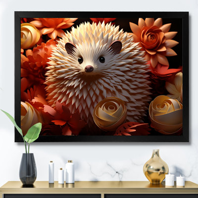 Animaux, amis de haie florale blanche - Art mural hérisson