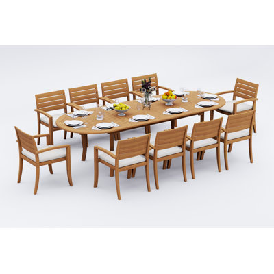 Ensemble de salle à manger 7 pièces en bois de teck de qualité A: 118 po Table ovale à double rallonge Alvarado # 11TV2606