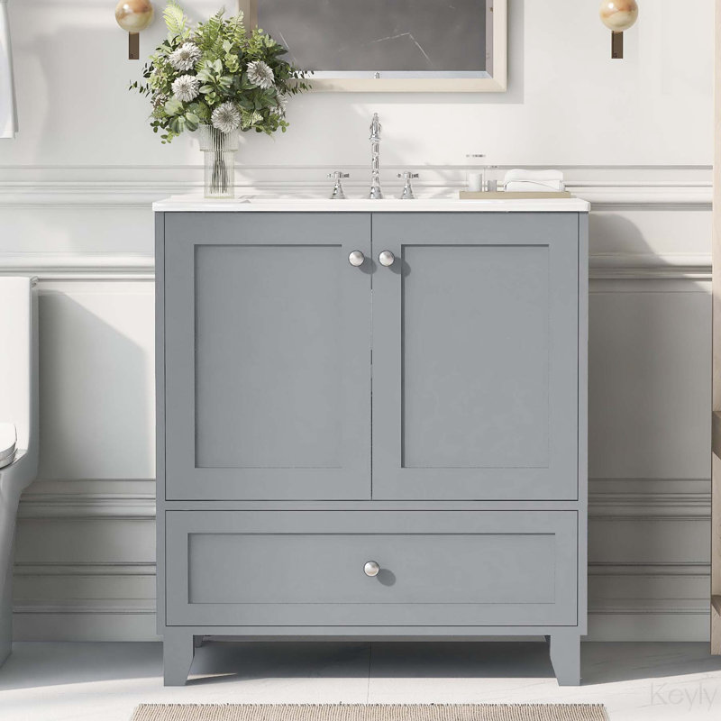 Jaiani 30'' Single Bathroom Vanity with Ceramic Top