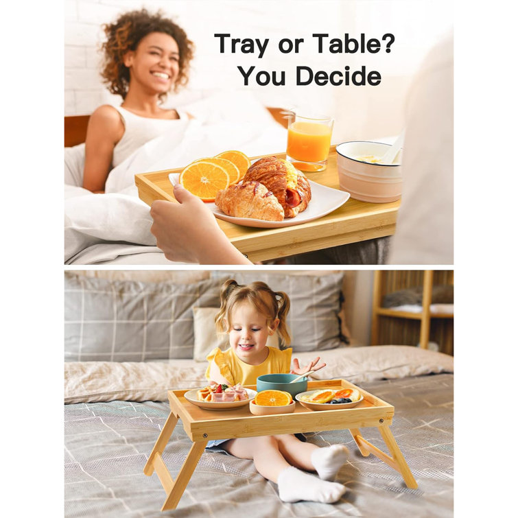 Bed Breakfast Tray Table Serving Lap Food TV Dinner for Eating with Folding  Legs
