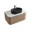 Meuble-lavabo Erba de 36 po avec lavabo, armoire murale en chêne miel avec porte-serviettes gratuit, lavabo simple en céramique rayé ovale noir, sans drain et robinet, pré-assemblé-1117559116-1117559117