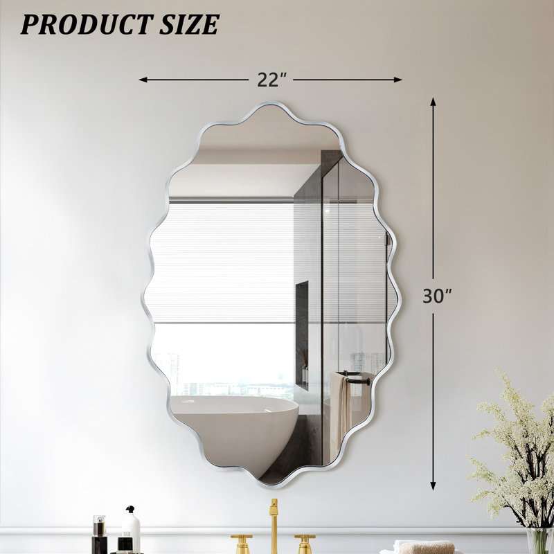 Miroir mural Scalloped, Argent argent, 30 po x 22 po
