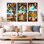 «Vineyard Horizon in Italy - Red Vineyard», art mural 3 panneaux