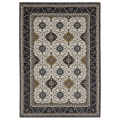 Tapis ivoire / bleu marine Stanika