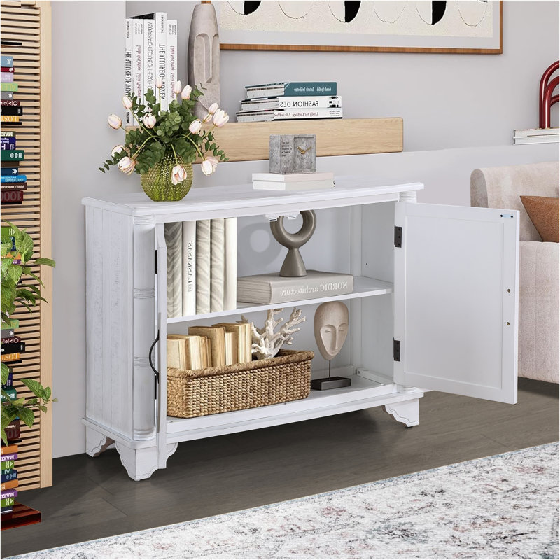 40"  Console Table With Storage Shelf, Retro Entryway Table With Adjustable Storage Shelf, Sofa Couch Table For Hallway, Entry Way, Living Room, Foyer,  Antique White