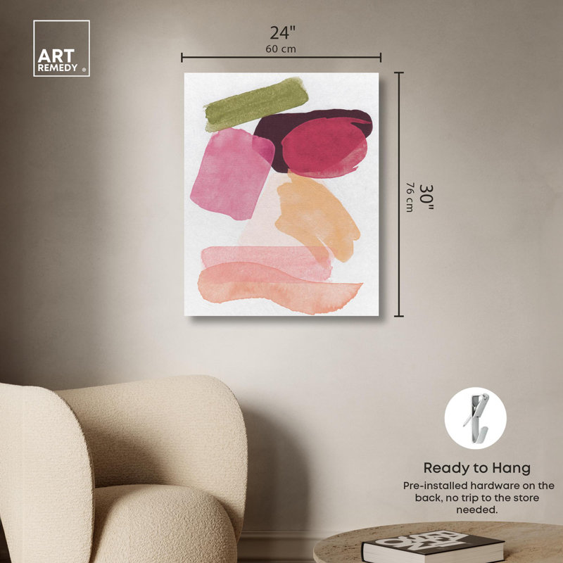 Pièces de tulle sur toile, pastel boho abstrait par Art Remedy, Toile tendue, H 30 po x l 24 po
