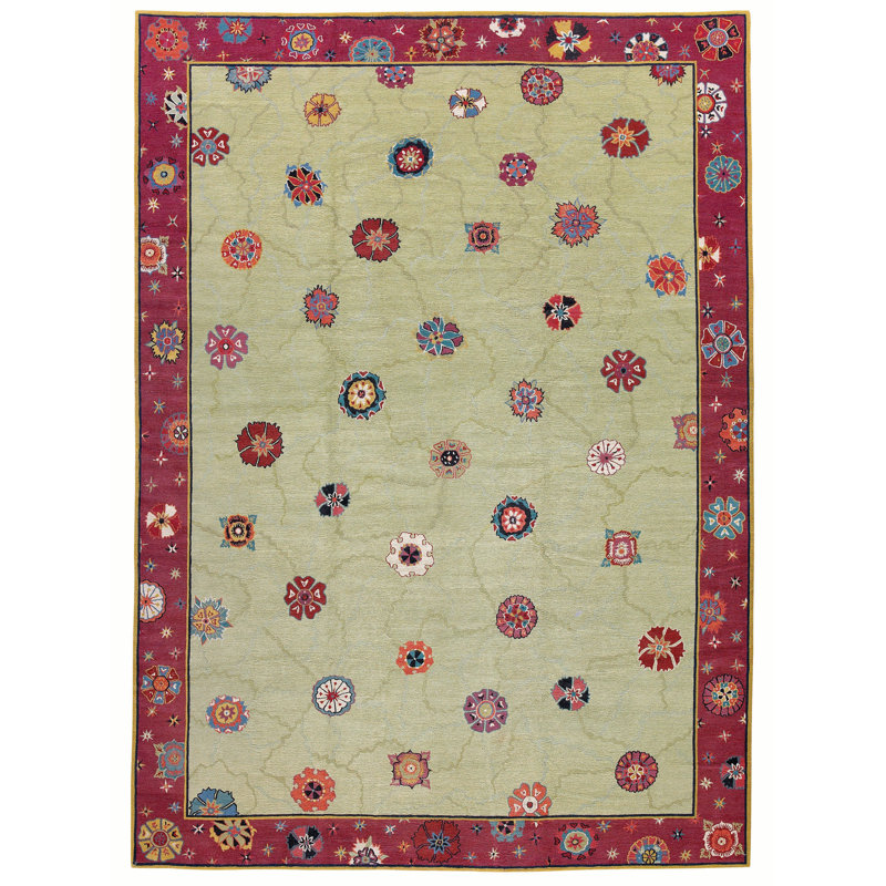 Cracked Ice Wool Oriental Area Rug, Rectangle 5' x 7'