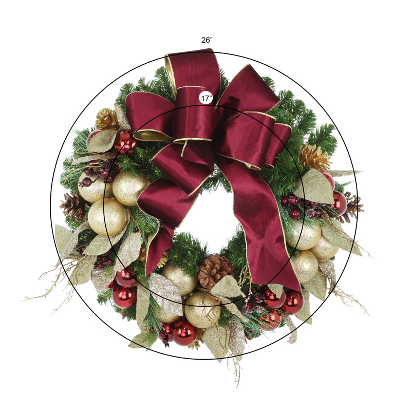Burgundy And Gold Holiday Wreath