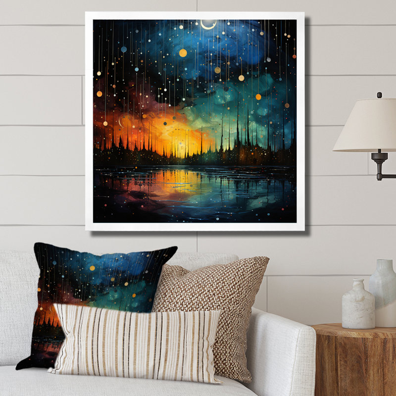 Meteors Celestial And Pointillism I - Asteroids Canvas Print, H 24 po x l 24 po x P 1 po, Cadre naturel flottant