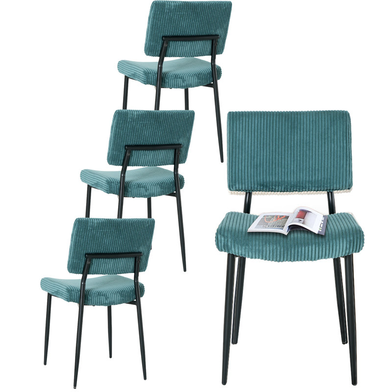 Chaise de salle à manger rembourrée en tissu moderne simple (ensemble de 4), Turquoise