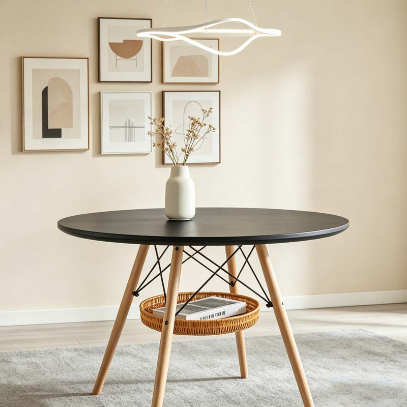 Table de salle à manger en MDF de 31,5 pouces, Noir, bois