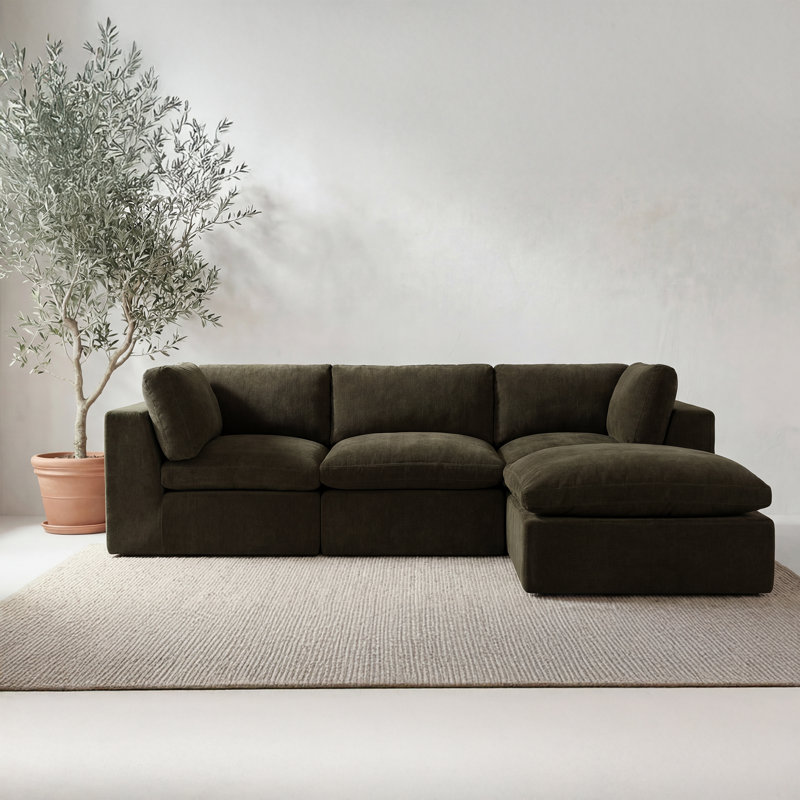 Canapé modulaire Cates Lounge vert foncé, Polyester vert