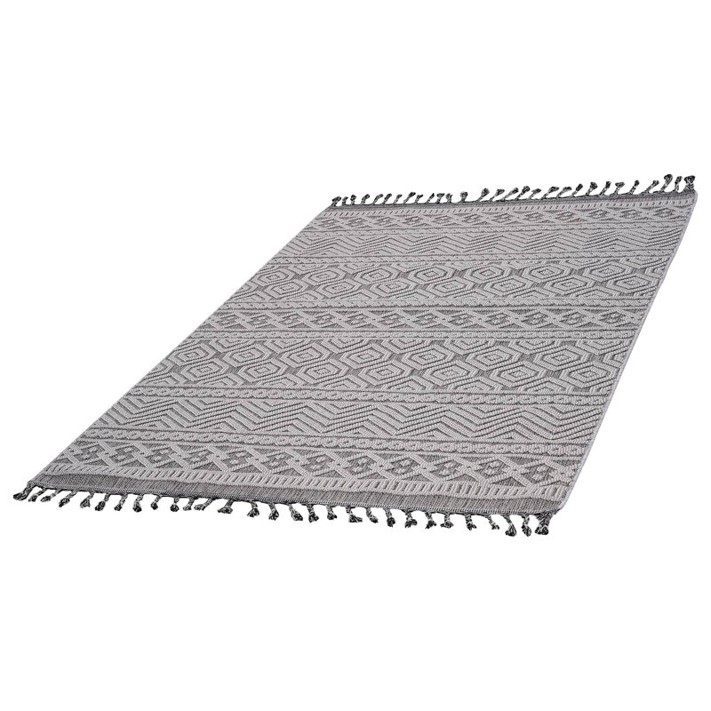 Collection Geometric Indoor/Outdoor Area Rug, Gray/White, Rectangle 7'9" x 10'