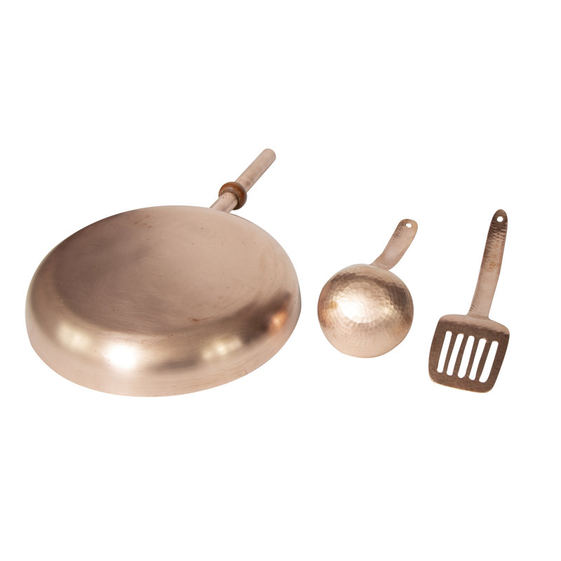 Handmade 12'' Copper Non-Stick Frying Pan Set