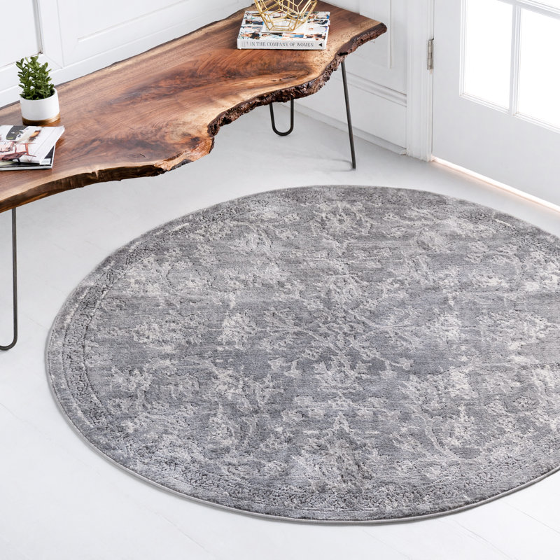 Hidekazu Floral Indoor Rug, Round 5'3"