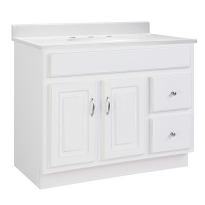 Concord 37-Inch Vanity In White With Widespread White Top, Fully Assembled