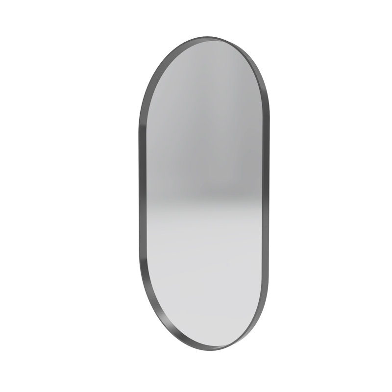 Jerhonda Metal Flat Wall Mirror, Gun Metal Gray