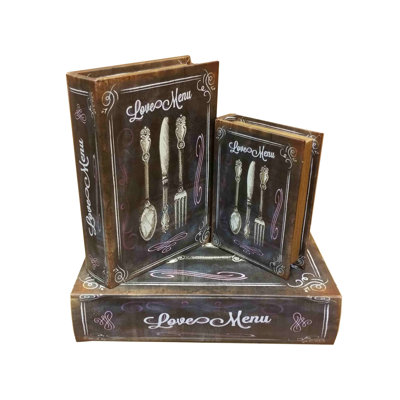 Ensemble 3 pièces de boîtes décoratives de livres en argenterie Latshaw