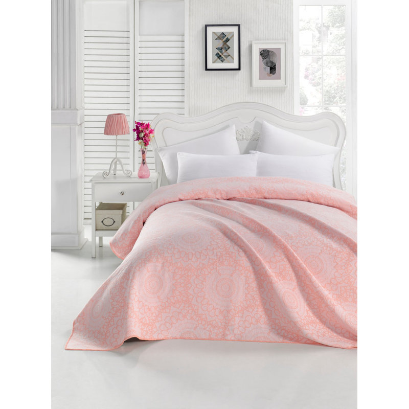Couvre-lit / couvre-lit 100% coton Gerardo, Rose