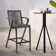 Aleksandrina Outdoor Counter or Bar Height Bar Stool with Arms in Eucalyptus Wood and Rope