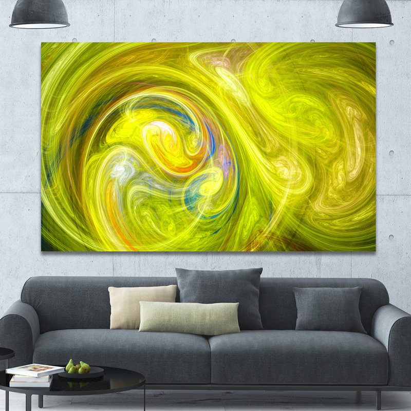 « yellow fractal abstract illustration », impression sur toile, H 20 po x l 40 po x P 1po