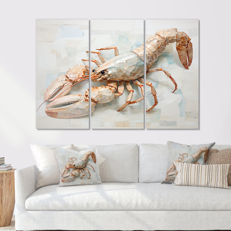 Minimalisme «Crayfish Impression II» - ensemble d'art sur toile écrevisse, H 32 po x l 48 po