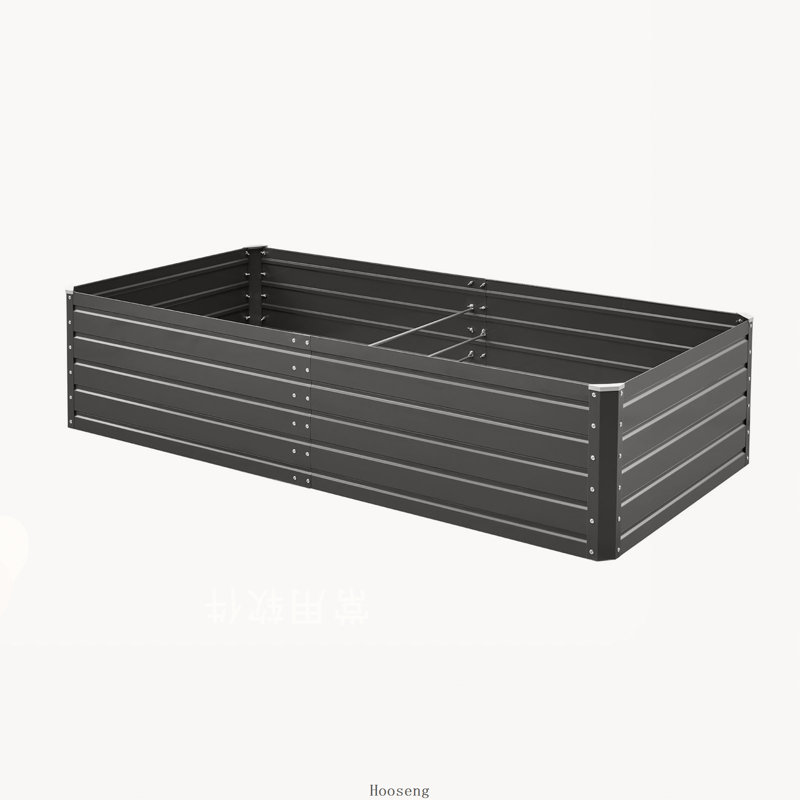 Jardinière surélevée en métal, 204 x 91 x 46 cm, en acier galvanisé, fond ouvert, grise