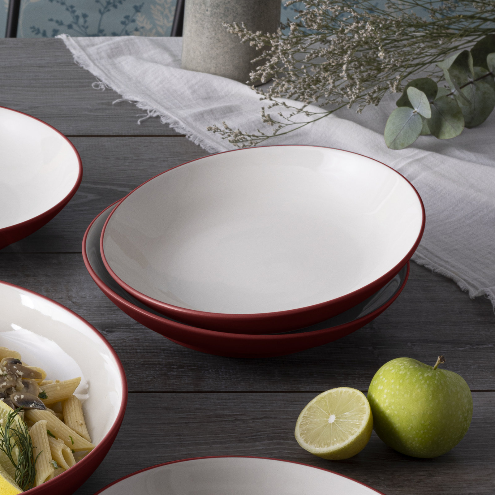 Colorwave Stoneware Pasta Bowl, Raspberry