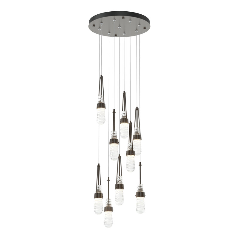 Link 9 - Light Pendant, Oil Rubbed Bronze, Standard: 19" to 80", Clear with White Threading Glass