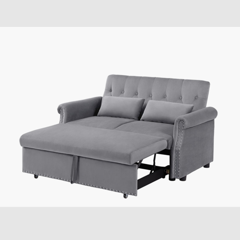 Canapé-lit 55 po, Velours gris